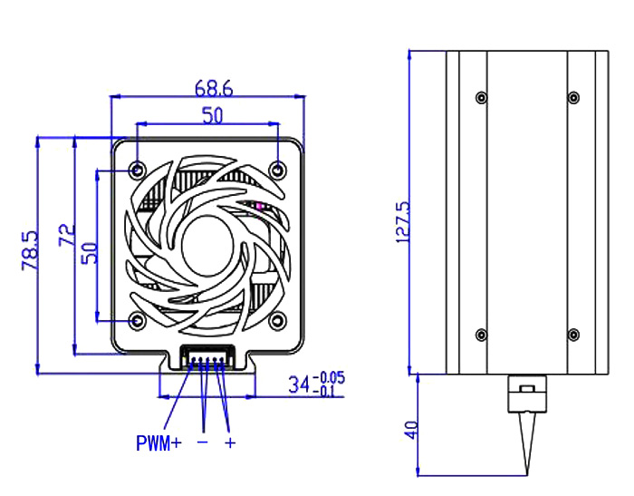 High power laser diode module dimensions