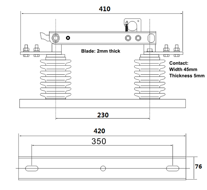 High voltage isolator switch dimension