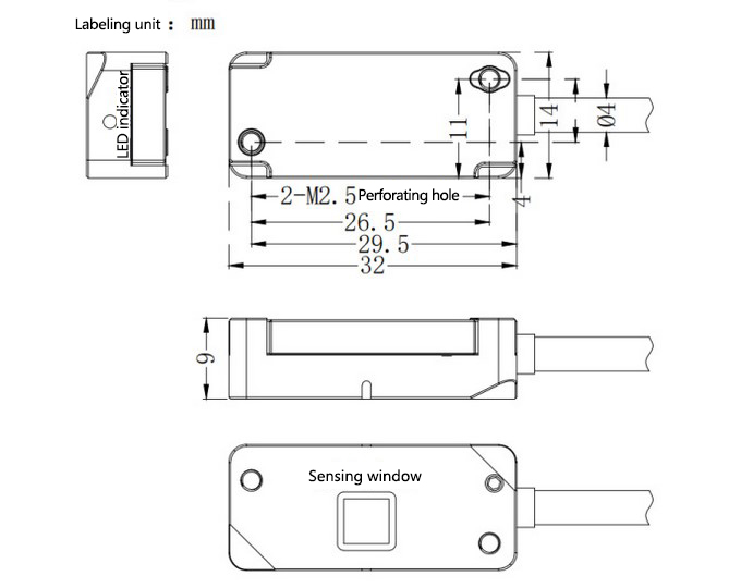 Incremental optical linear encoder dimension