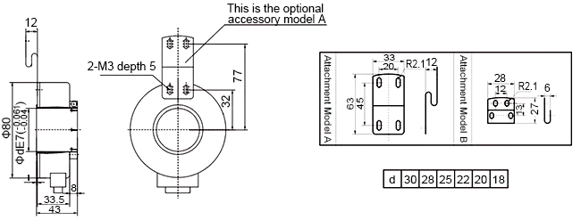 Incremental rotary encoder hollow shaft dimension