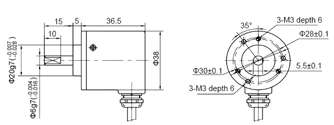 Incremental rotary encoder shaft dimension