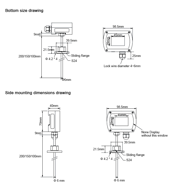 Indoor temperature sensor size