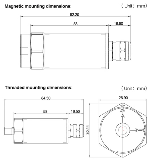 Industrial vibration sensor size