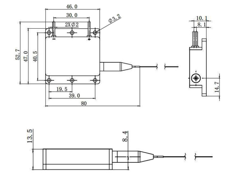 Infrared fiber coupled laser module dimension