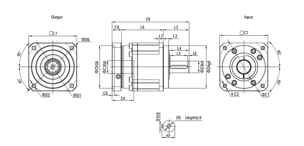 Planetary gearbox dimension