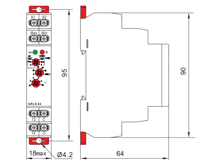 Liquid level control relay dimensions