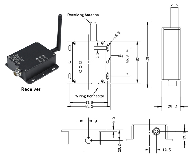 Load cell module receiver dimension