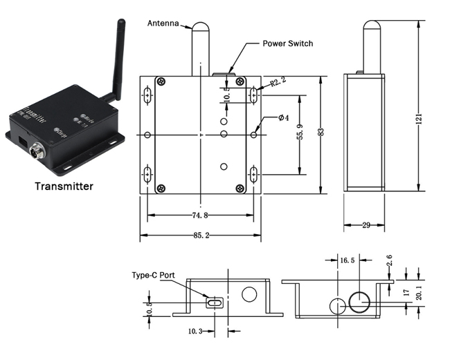 Load cell module transmitter size