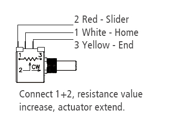 Mini linear actuator potentiometer connection