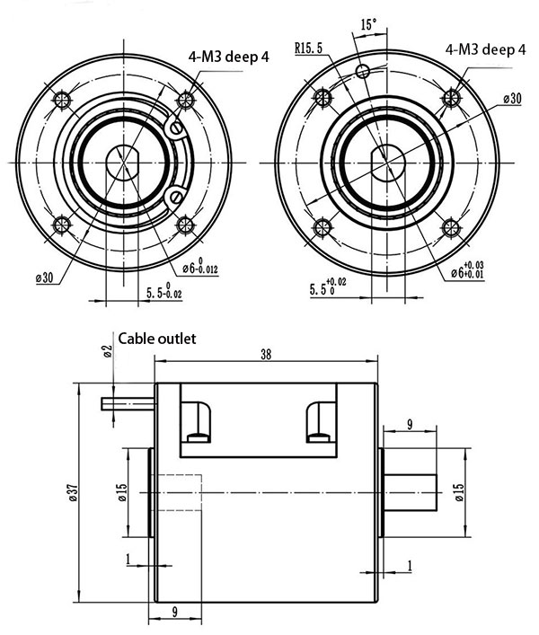 Rotary motor torque sensor size