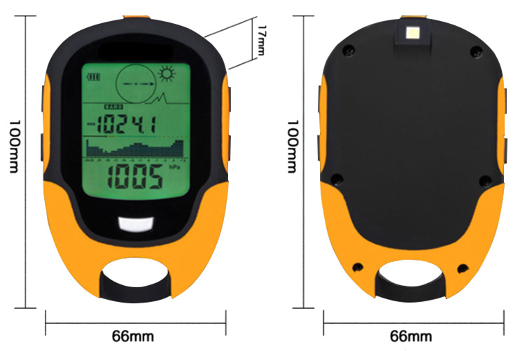 Multifunctional electronic compass altimeter dimension