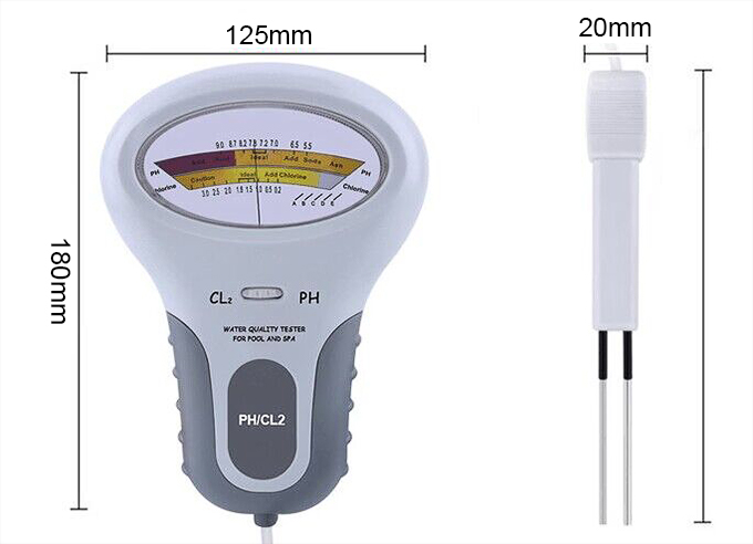 pH detector for pool water size