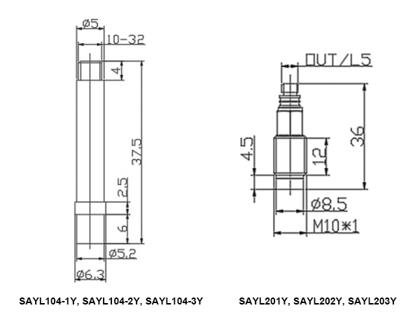  Piezoelectric pressure sensor dimensions