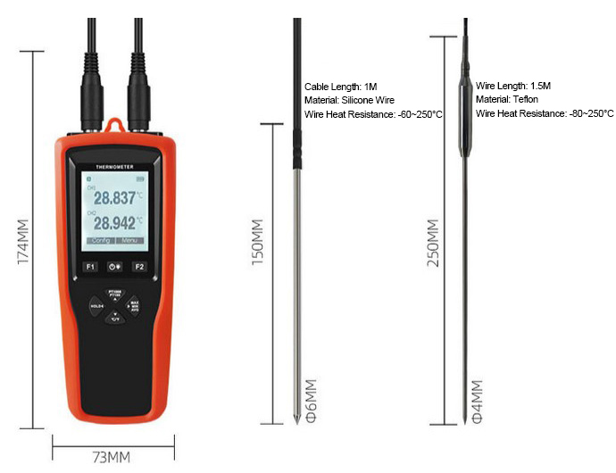 Platinum resistance thermometer data logger dual dimension