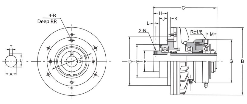 Pneumatic clutch dimension