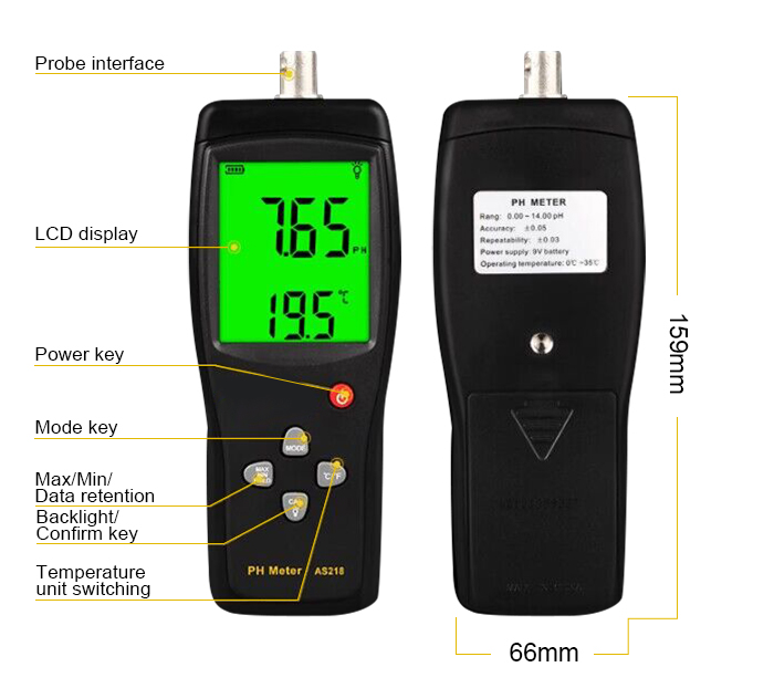 Portable ph meter detail