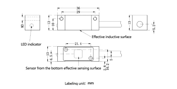 Quadrature incremental optical linear encoder dimensions