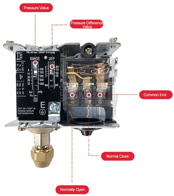 Refrigeration pressure switch detail