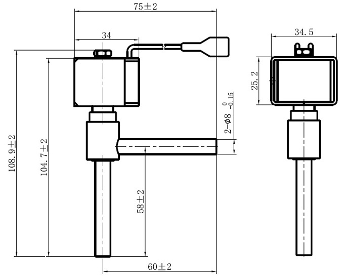 Refrigeration solenoid valve dimension 6a