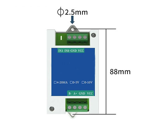 RS485 converter 2 channel size