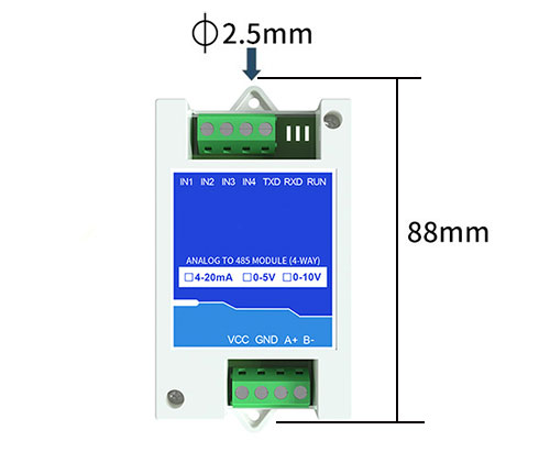 RS485 converter 4 channel size