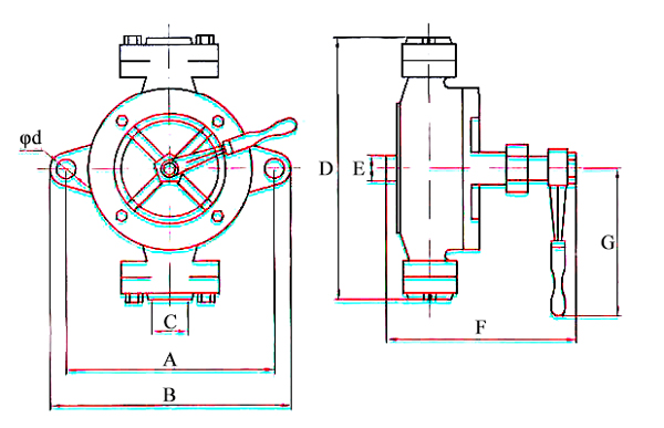 Semi rotary hand pump dimension