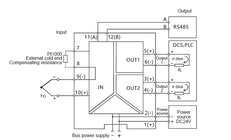 signal isolator input output k pt100 0-20ma 0-10v wiring diagram