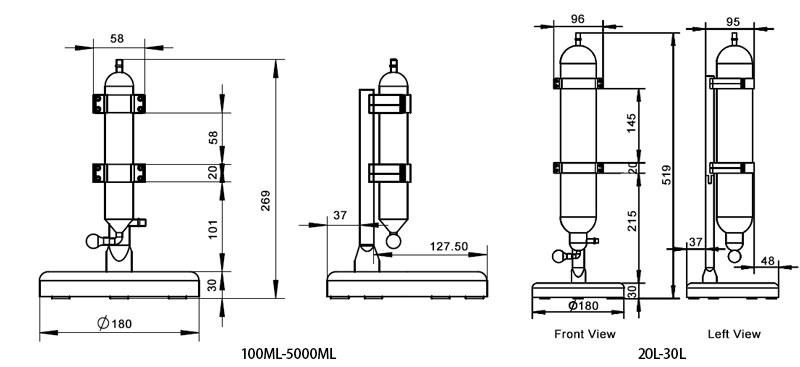 Soap film flow meter dimension