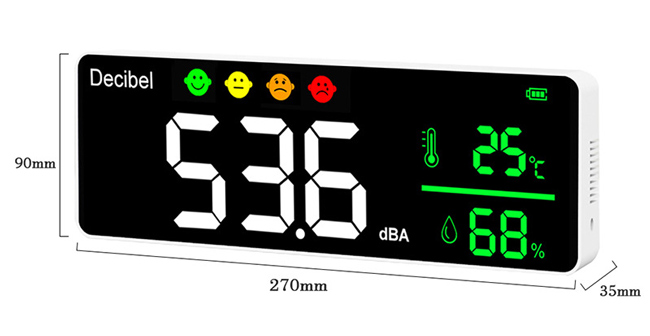 Wall mounted sound decibel meter dimension