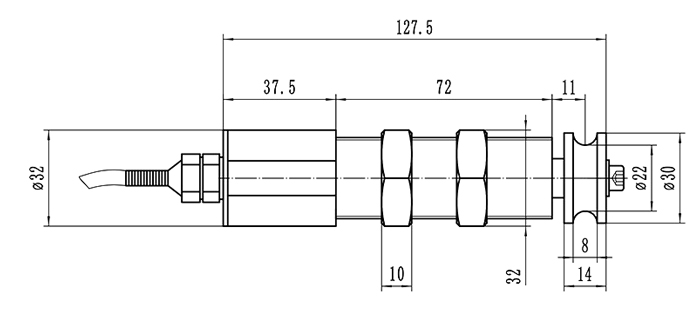 Tension force sensor for fiber cable size