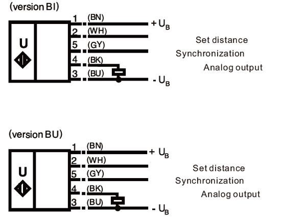 Ultrasonic distance sensor 4-20mA wiring drawing