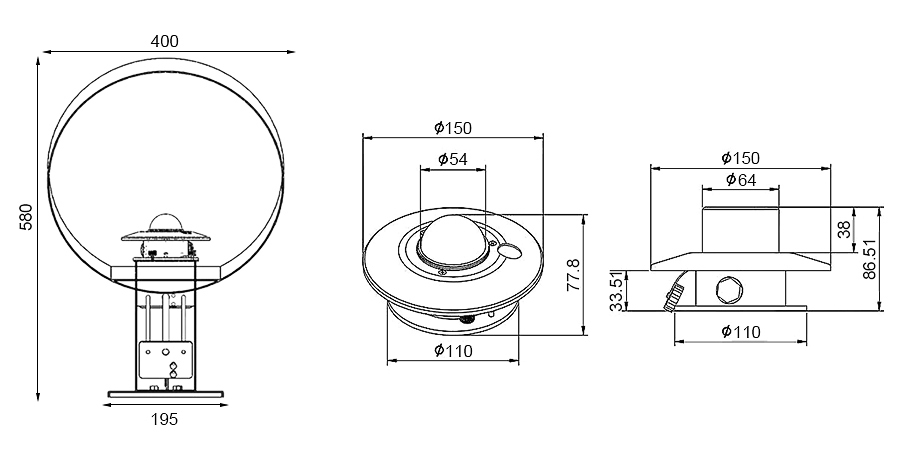 UV sensor for solar radiation size