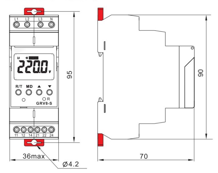 Voltage monitoring relay lcd dimension