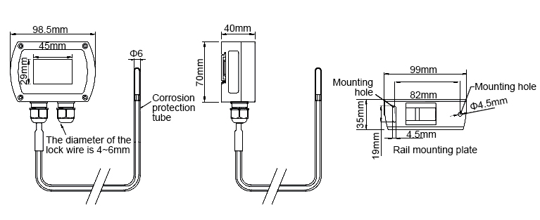 Wall temperature sensor size