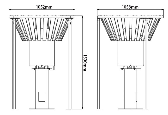 Weighing bucket rain sensor size