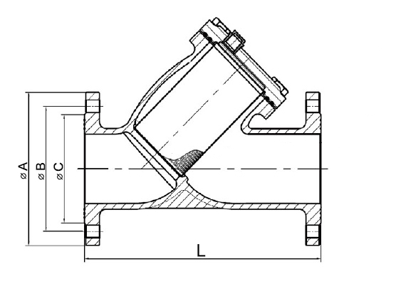 Y yype strainer dimension