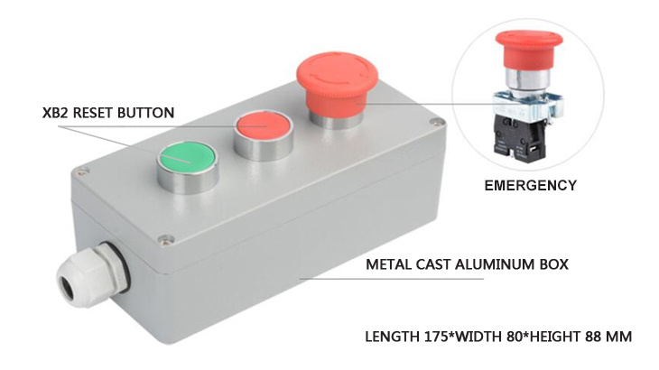 emergency push button switch structures