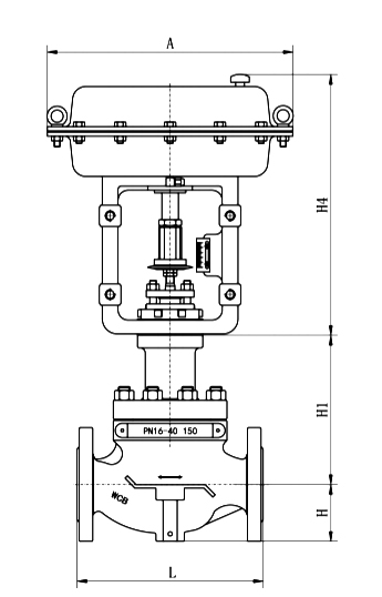 Pneumatic globe valve dimension