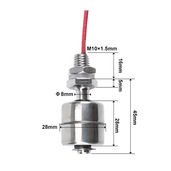 Stainless steel float liquid level sensor dimension