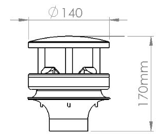 Ultrasonic wind speed and direction sensor dimension