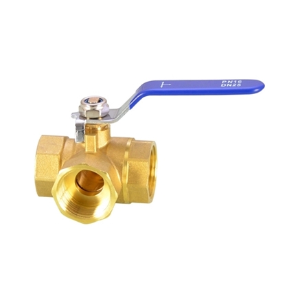 1/2" Brass Ball Valve, 3 Way